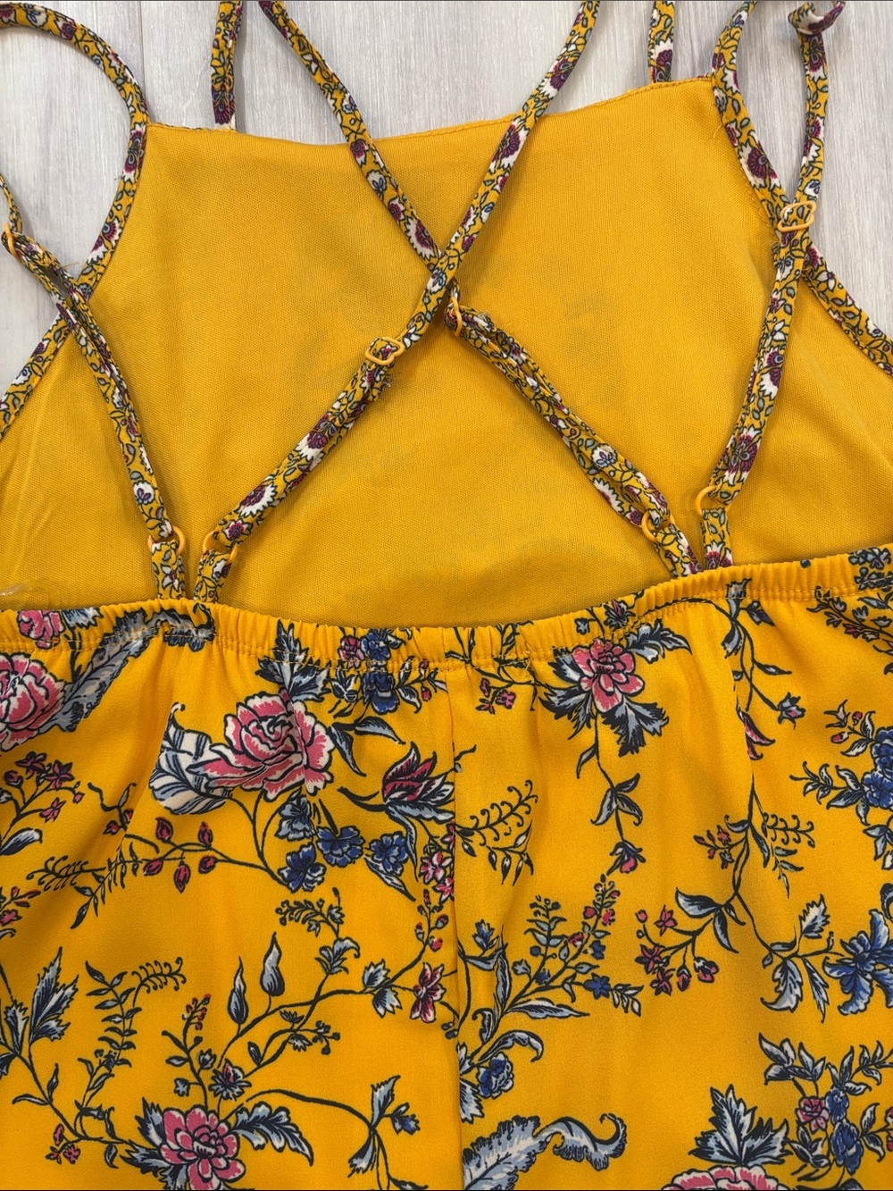 mi ami Yellow Floral Patchwork Sundress racerback adjustable straps - Picture 4 of 9